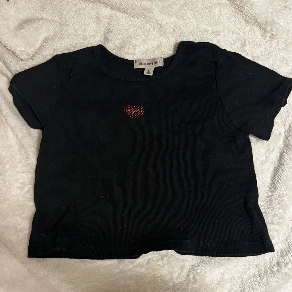 Black crop top with a heart